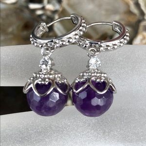 Dallas Prince Sterling 1.5” Amethyst Hoop Earrings